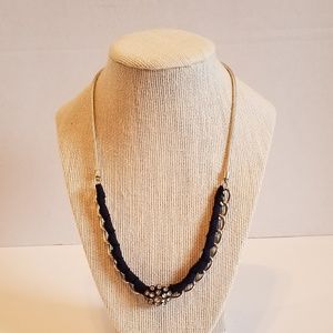AEO Wms Navy/Silver Tone Rhinestone Necklace 19"